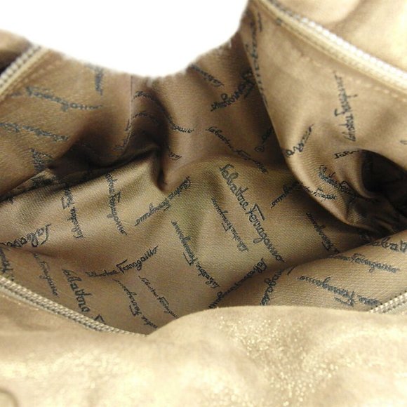 Salvatore Ferragamo tote bag stitch suede �~ leather Authentic used - Picture 7 of 8